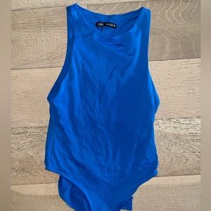 blue halterneck bodysuit ZARA small
